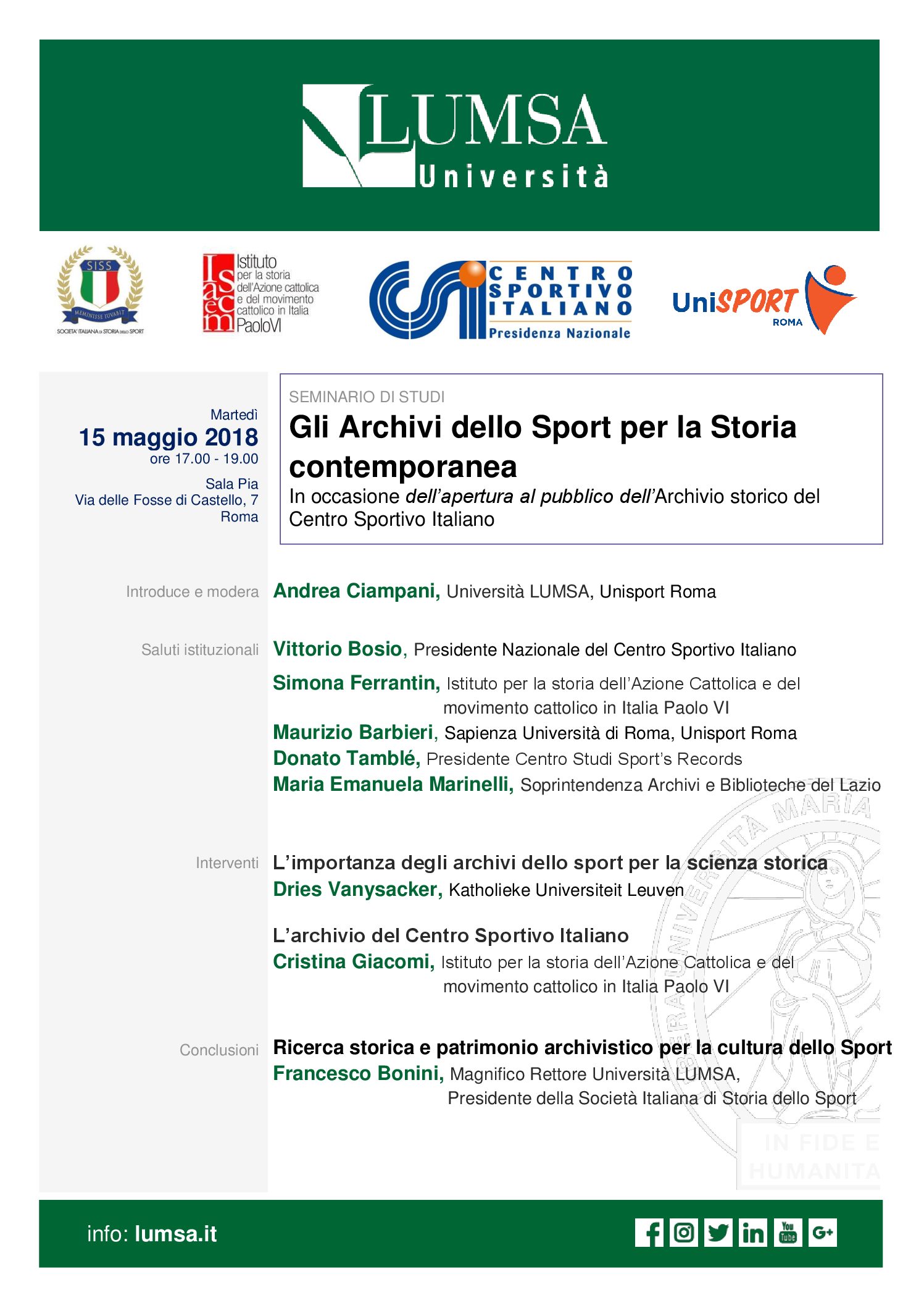 Gli Archivi dello Sport per la Storia contemporanea